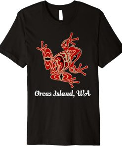 Orcas Island, WA Red Black Frog Native American Pacific NW Premium T-Shirt