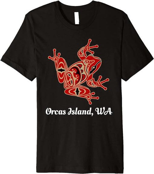 Orcas Island, WA Red Black Frog Native American Pacific NW Premium T-Shirt