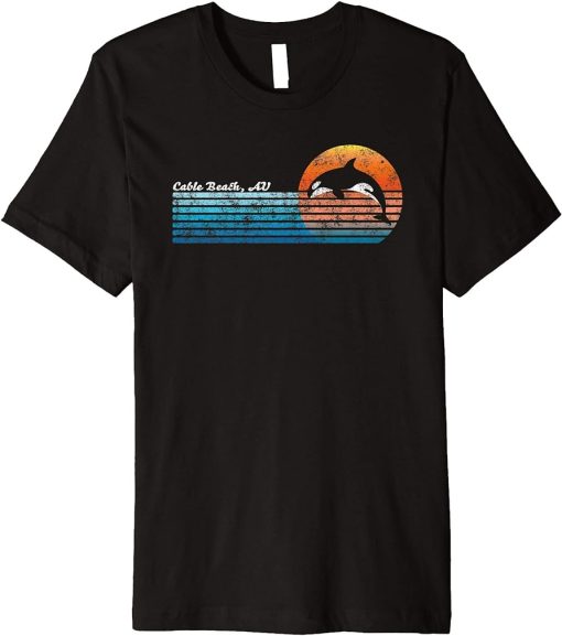 Vintage Cable Beach, Australia Retro 80s Orca Sunset Premium T-Shirt