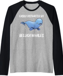 Cool Beluga Whale For Men Women Orca Whales Save The Ocean Raglan Baseball Tee