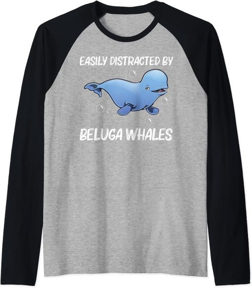 Cool Beluga Whale For Men Women Orca Whales Save The Ocean Raglan Baseball Tee